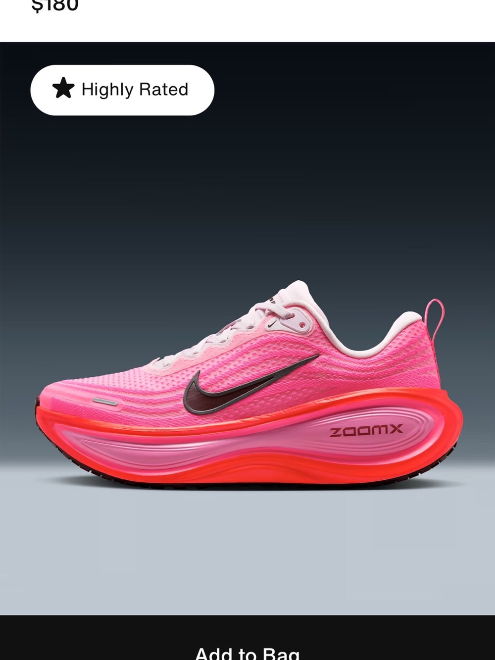 Nike Women's Pink and Red ZoomX Running Shoe
